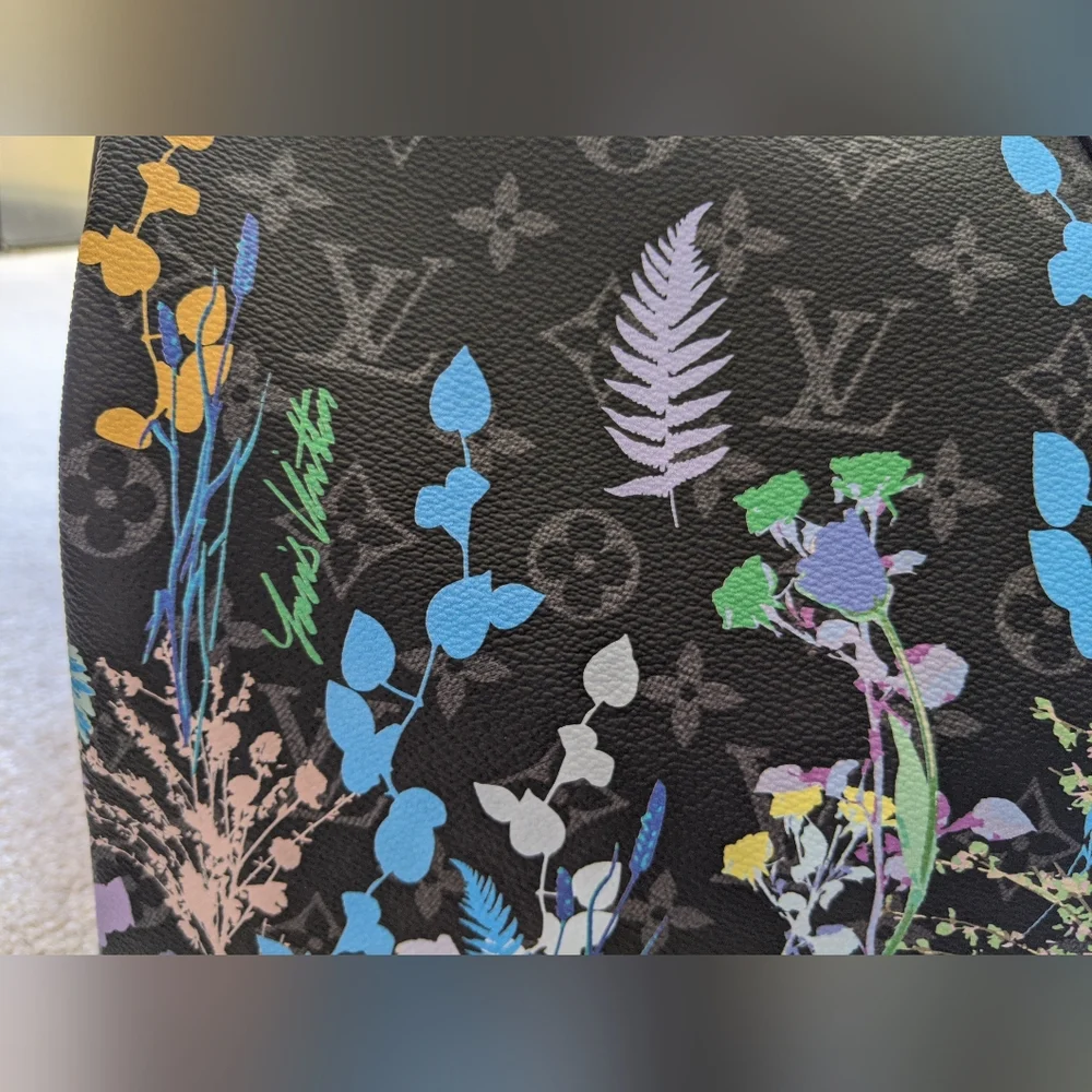 Louis Vuitton Monogram Eclipse Foliage Keepall Bandouliere 50